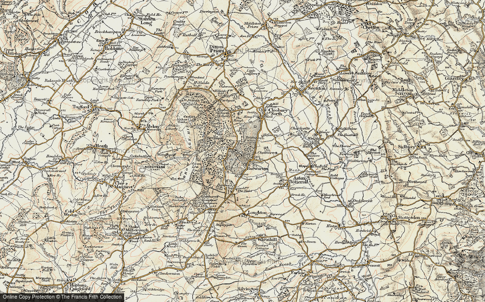 Old Map of Historic Map covering Burwarton Park in 1901-1902