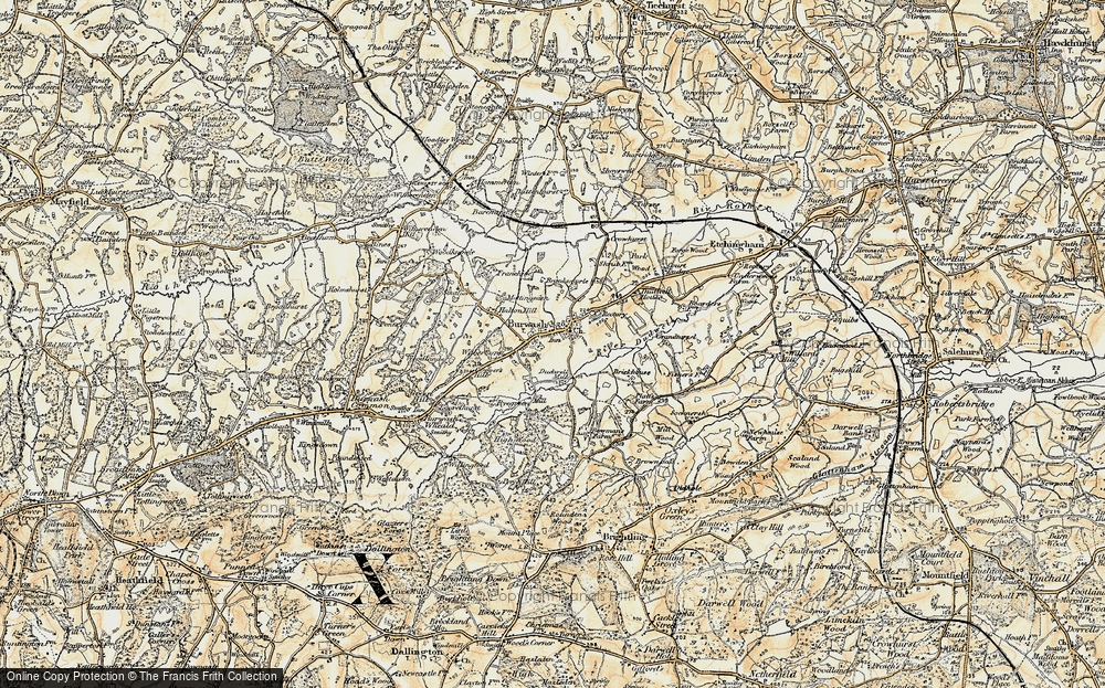 Old Map of Historic Map covering Brooksmarle in 1898