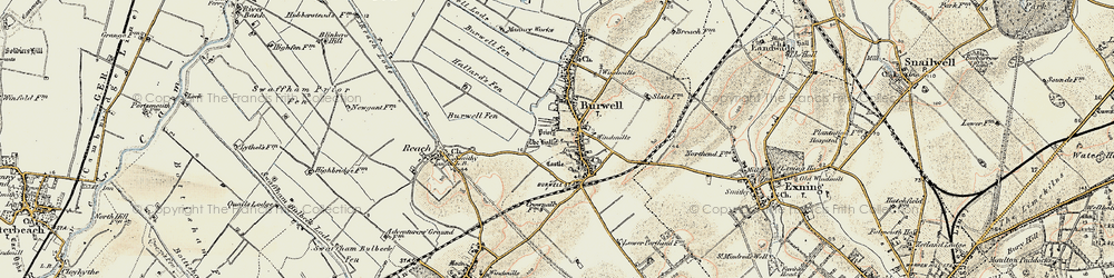 Old map of Burwell in 1901
