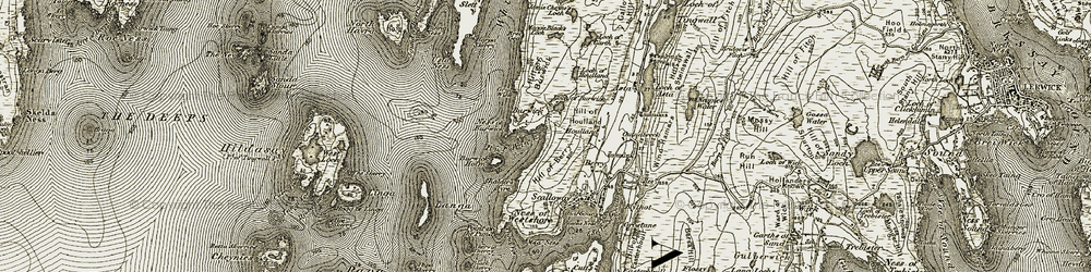 Old map of Bur Wick in 1911-1912
