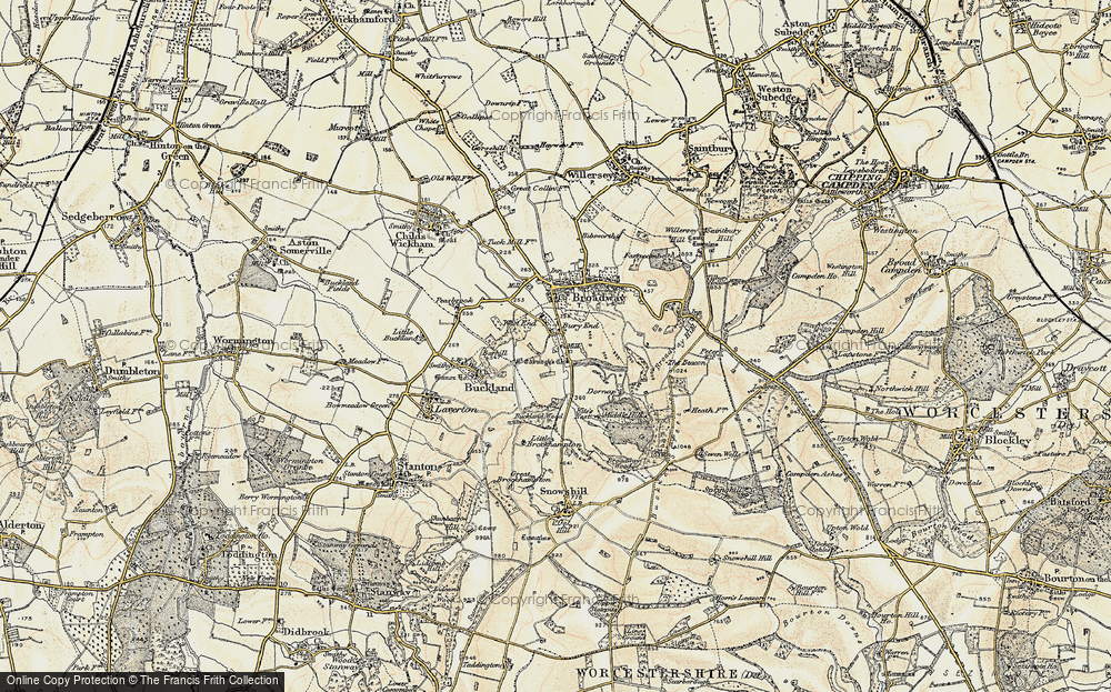 Old Map of Historic Map covering Broadway Hill in 1899-1901