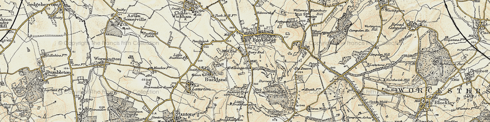 Old map of Broadway Tower Country Park in 1899-1901