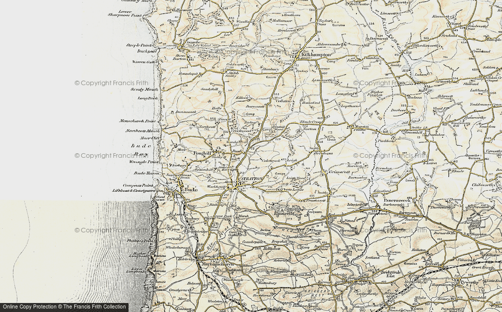 Old Map of Historic Map covering Leigh in 1900