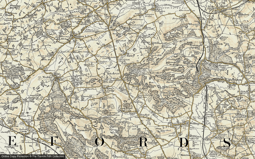 Old Map of Historic Map covering Birley Hill in 1900-1901