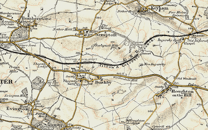 Old map of Bushby Spinney in 1901-1903