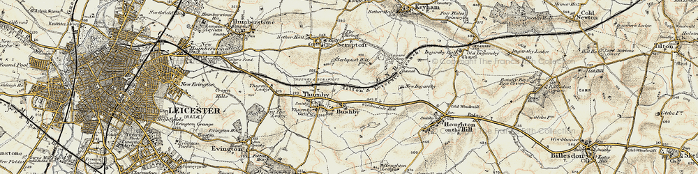 Old map of Bushby in 1901-1903