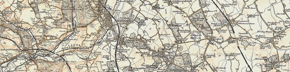 Old map of Bushey in 1897-1898