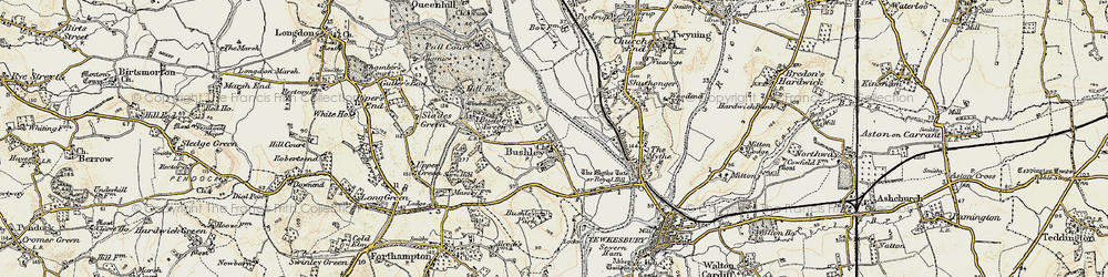 Old map of Bushley in 1899-1901
