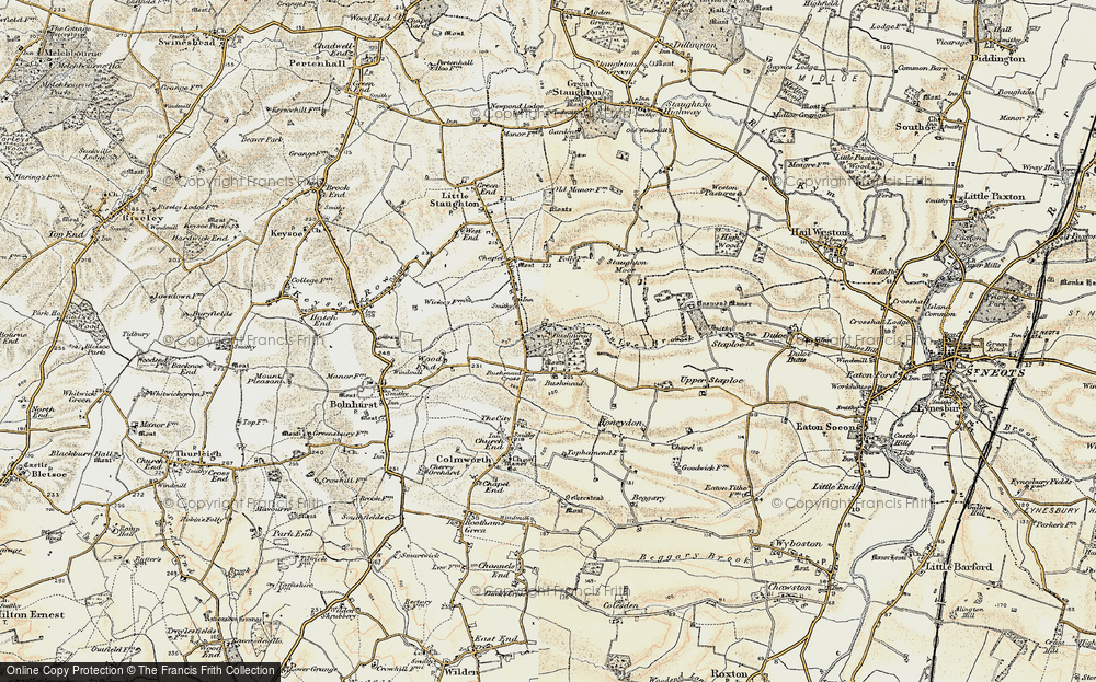 Old Map of Historic Map covering Bushmead Cross in 1898-1901