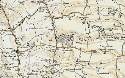 Old map of Bushmead Priory in 1898-1901