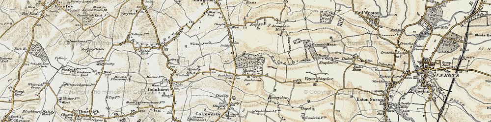 Old map of Bushmead Cross in 1898-1901