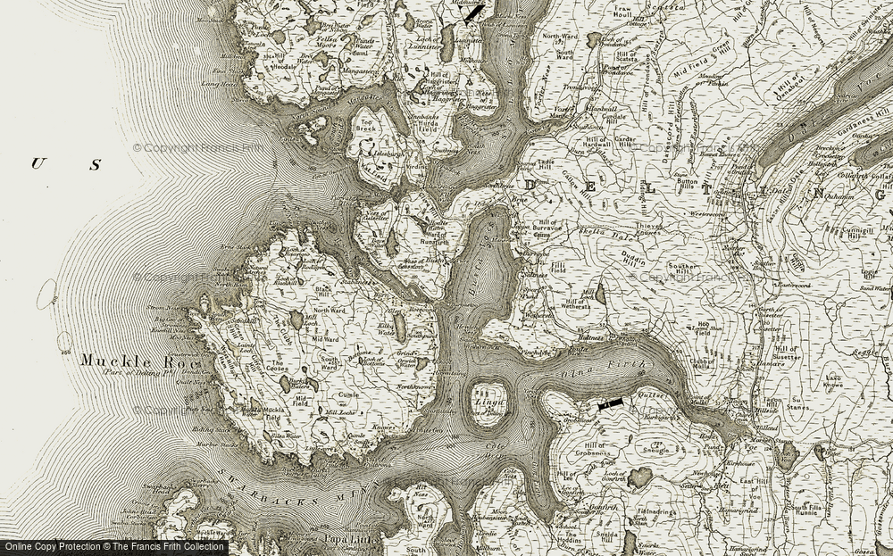 Old Map of Historic Map covering Bays Water in 1912