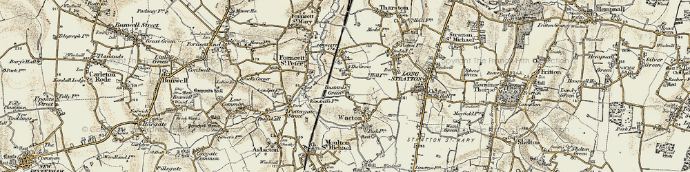 Old map of Bustard's Green in 1901-1902