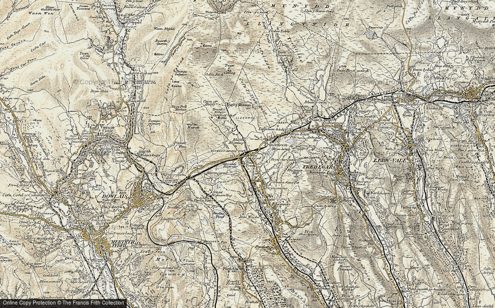 Old Map of Historic Map covering Blaencarno in 1900