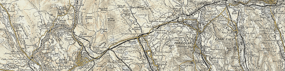 Old map of Blaen-Rhymney in 1900