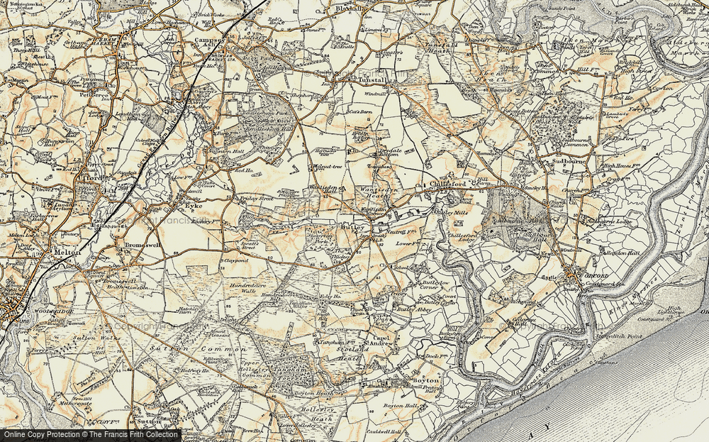 Old Map of Historic Map covering Bentwaters Airfield (disused) in 1898-1901