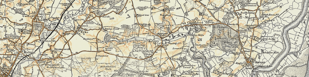 Old map of Bentwaters Airfield (disused) in 1898-1901