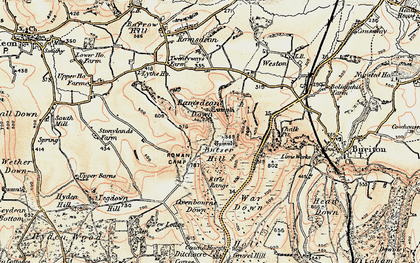Old map of Butser Hill in 1897-1900