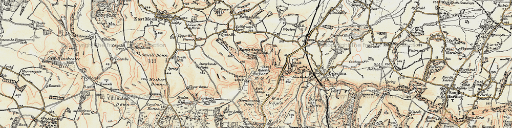 Old map of Butser Hill in 1897-1900