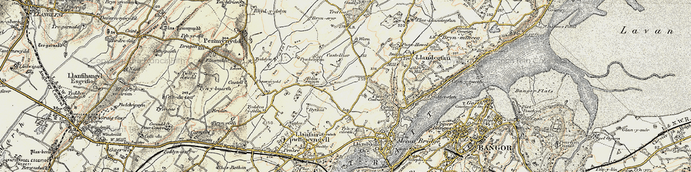 Old map of Y Dolydd in 1903-1910