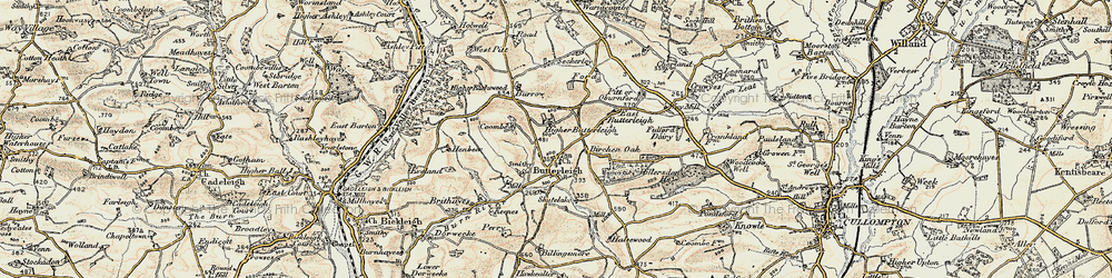 Old map of Butterleigh in 1898-1900