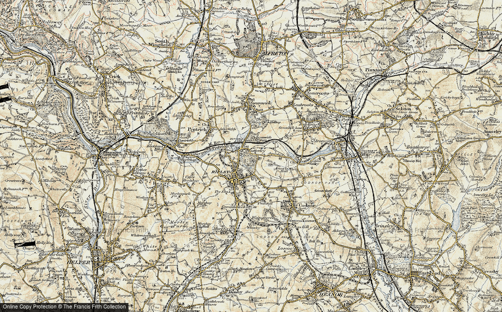 Old Map of Historic Map covering Butterley Station in 1902