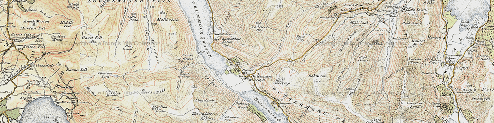 Old map of Buttermere in 1901-1904