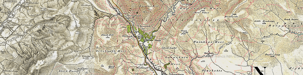 Old map of Butteryhaugh in 1901-1904