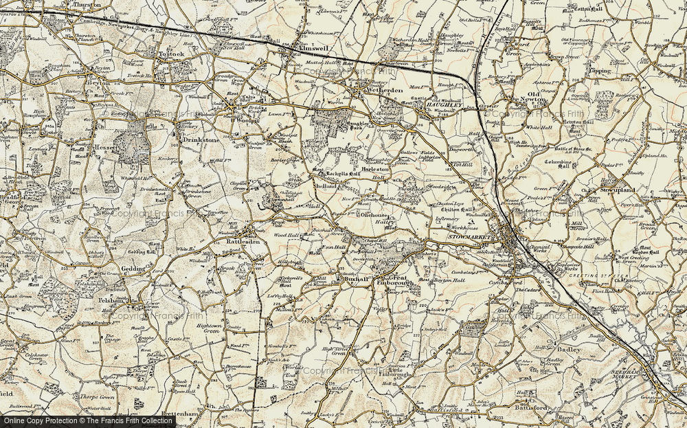 Old Map of Buxhall Fen Street, 1899-1901 in 1899-1901