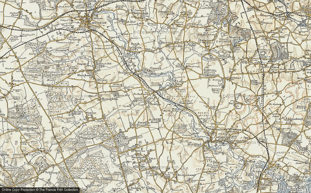 Old Map of Historic Map covering Buxton Lodge in 1901-1902