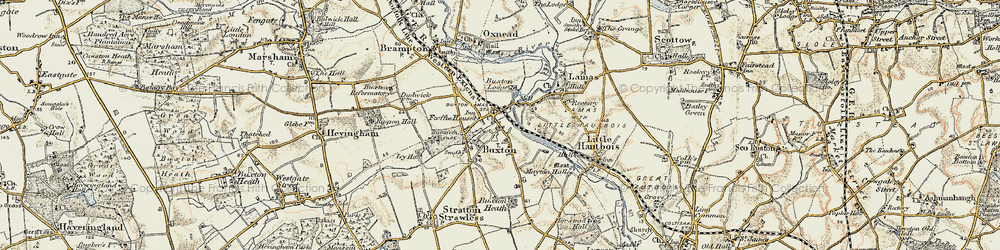 Old map of Buxton in 1901-1902