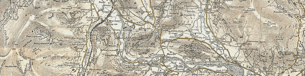 Old map of Bwlch in 1899-1901