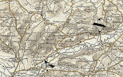 Old map of Brynele in 1901-1903