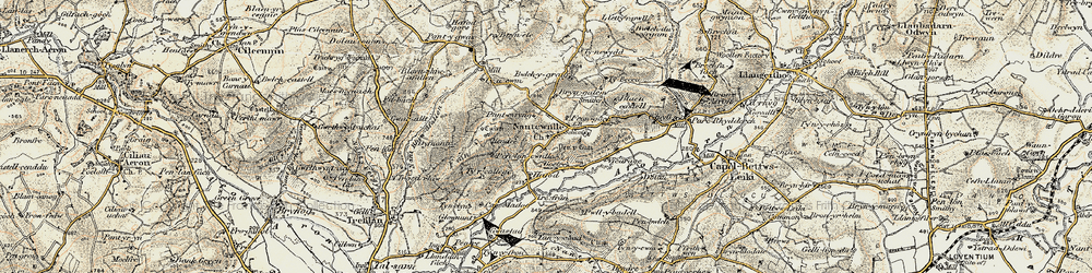 Old map of Bwlch-Llan in 1901-1903