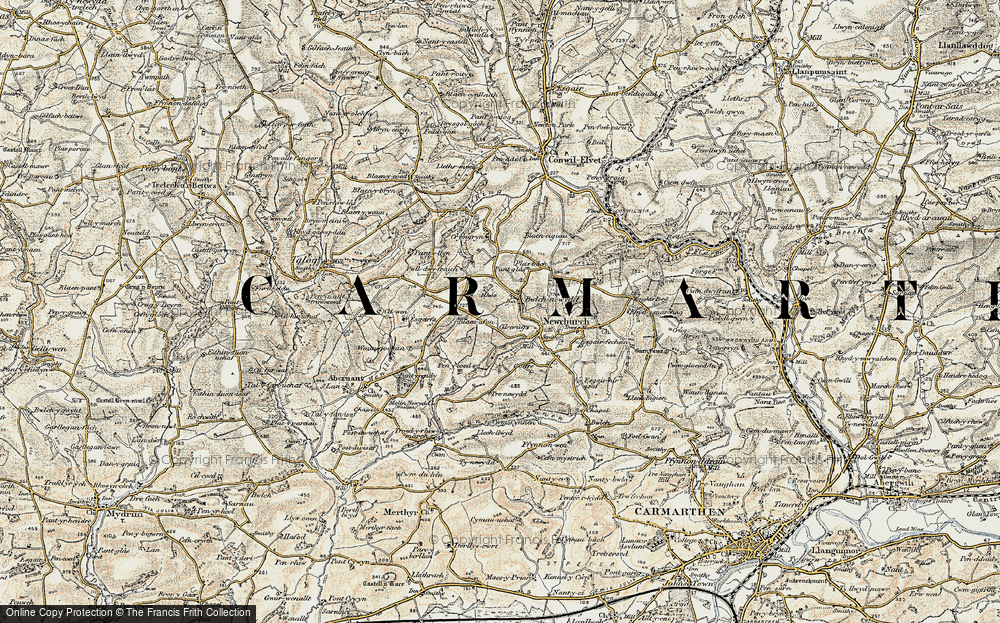 Old Map of Historic Map covering Trawsmawr in 1901
