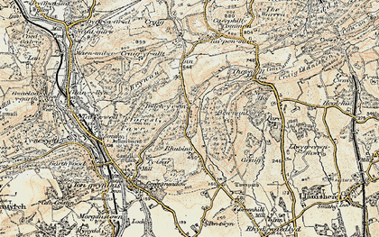 Old map of Bwlch-y-cwm in 1899-1900