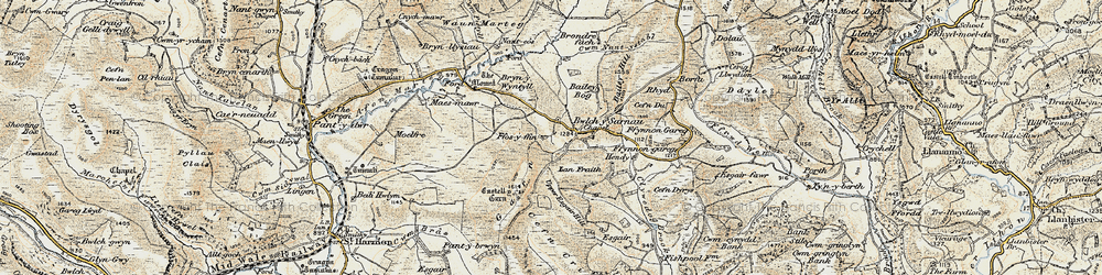 Old map of Bwlch-y-sarnau in 1901-1903