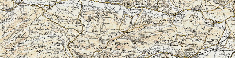 Old map of Bwlchyddar in 1902-1903