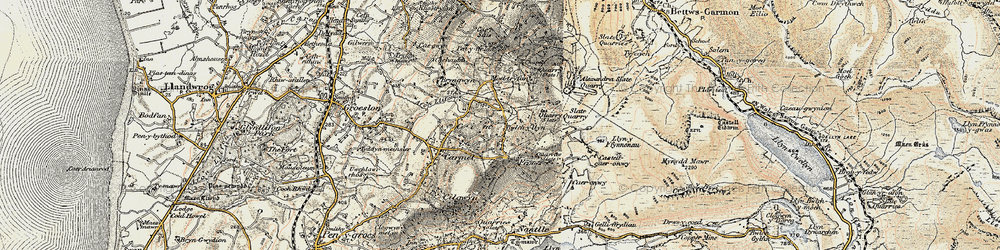 Old map of Bwlchyllyn in 1903-1910