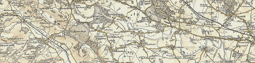 Old map of Bycross in 1900-1901
