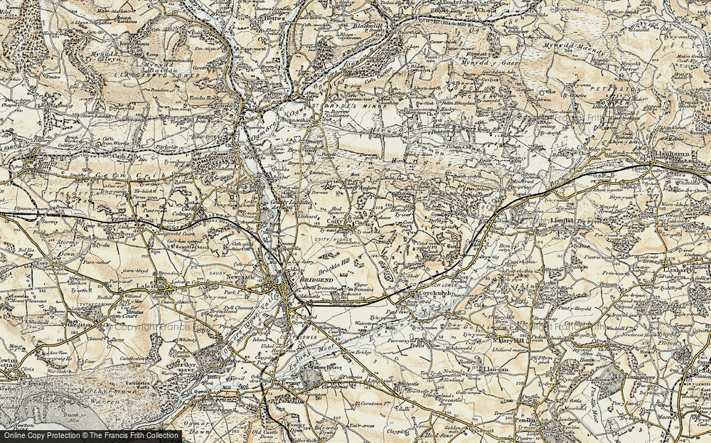 Old Map of Historic Map covering Brackla Hill in 1899-1900