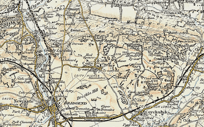 Old map of Brackla Hill in 1899-1900