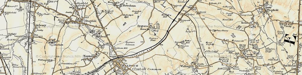 Old map of Bygrave in 1898-1901