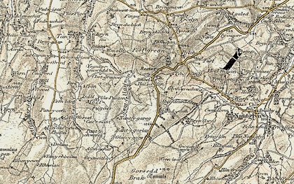 Old map of Brynrhedyn in 1902-1903
