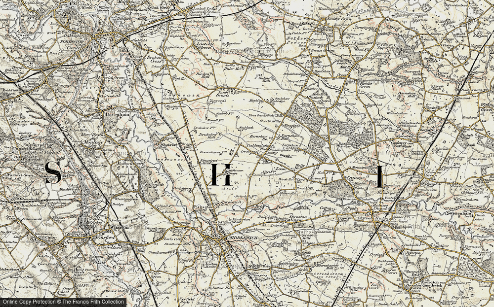 Old Map of Historic Map covering Yatehouse Green in 1902-1903
