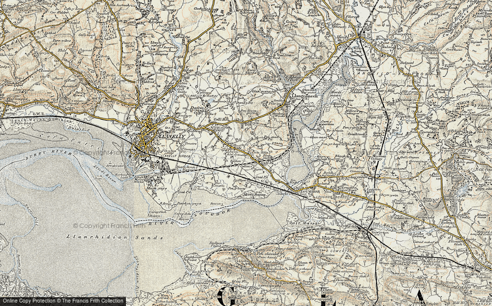 Old Map of Bynea, 1900-1901 in 1900-1901