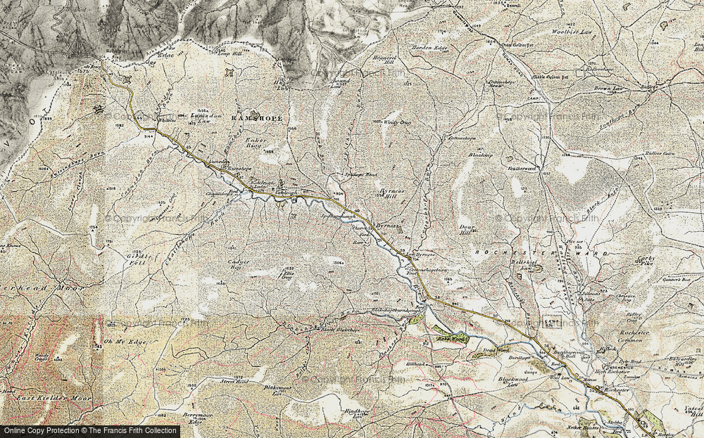Old Map of Historic Map covering Windy Crag in 1901-1904