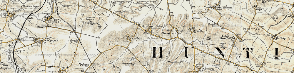 Old map of Bythorn in 1901-1902