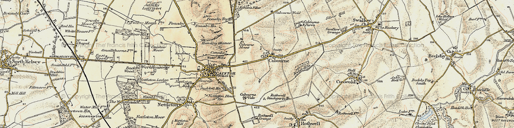 Old map of Cabourne in 1903-1908