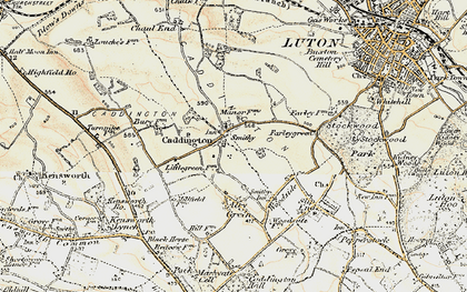 Old map of Caddington in 1898-1899